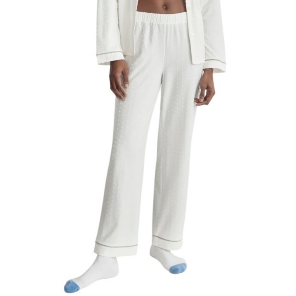 Madewell White Textured Drawstring Pajama Pants